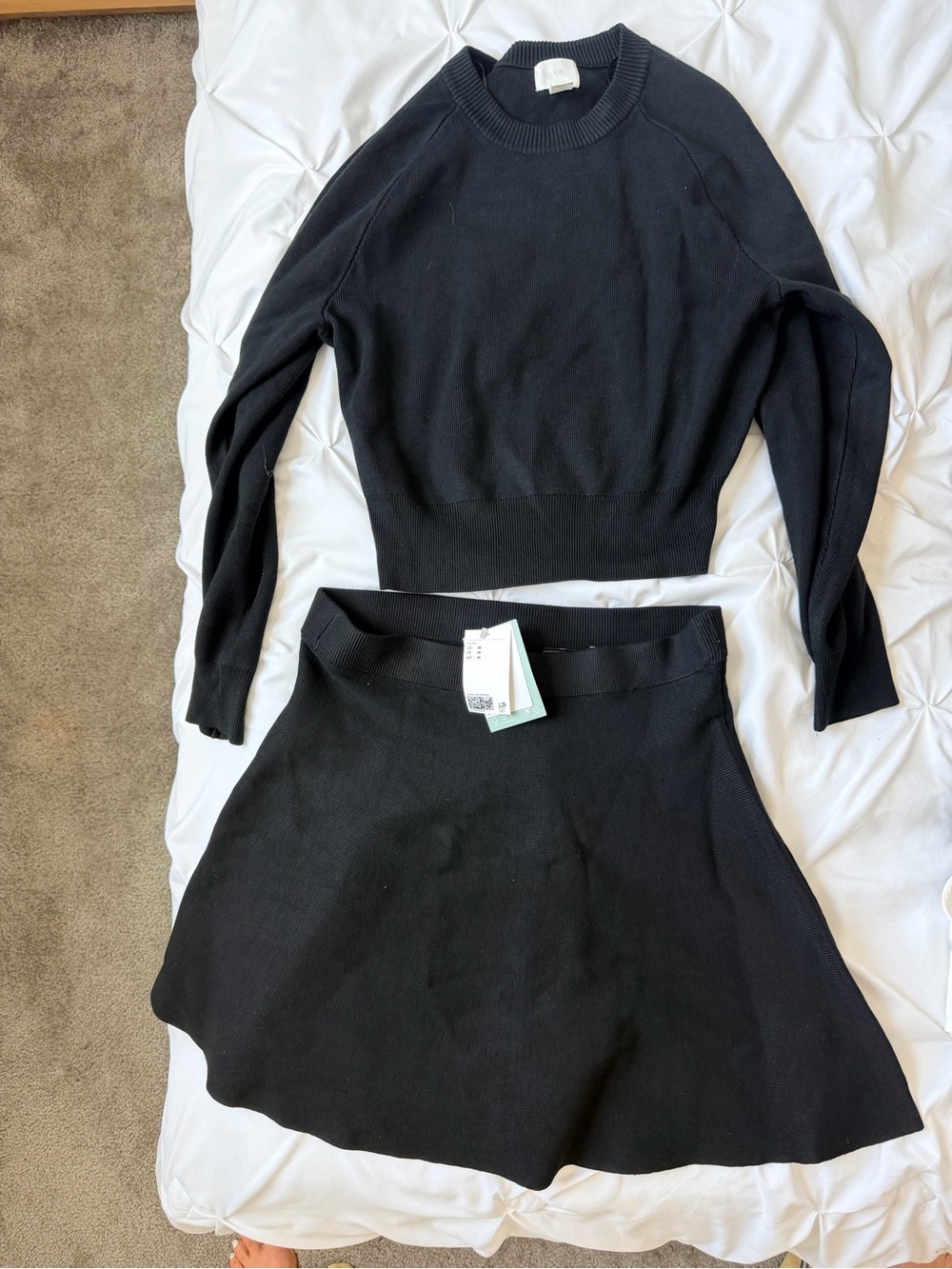H&M Black Knit A-Line Skirt